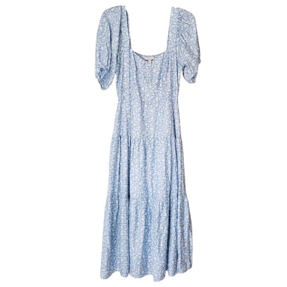 Chelsea28 Blue Floral Tiered‎ Puff Sleeve Maxi Dress Small NWT - Picture 4 of 13